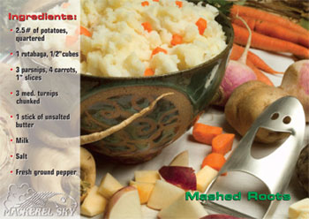 Mashed Roots recipe from Mackerel Sky Gallery of Contemporary Craft